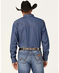 Blue Ranchwear Men's Medium Wash Long Sleeve Snap Western Denim Shirt