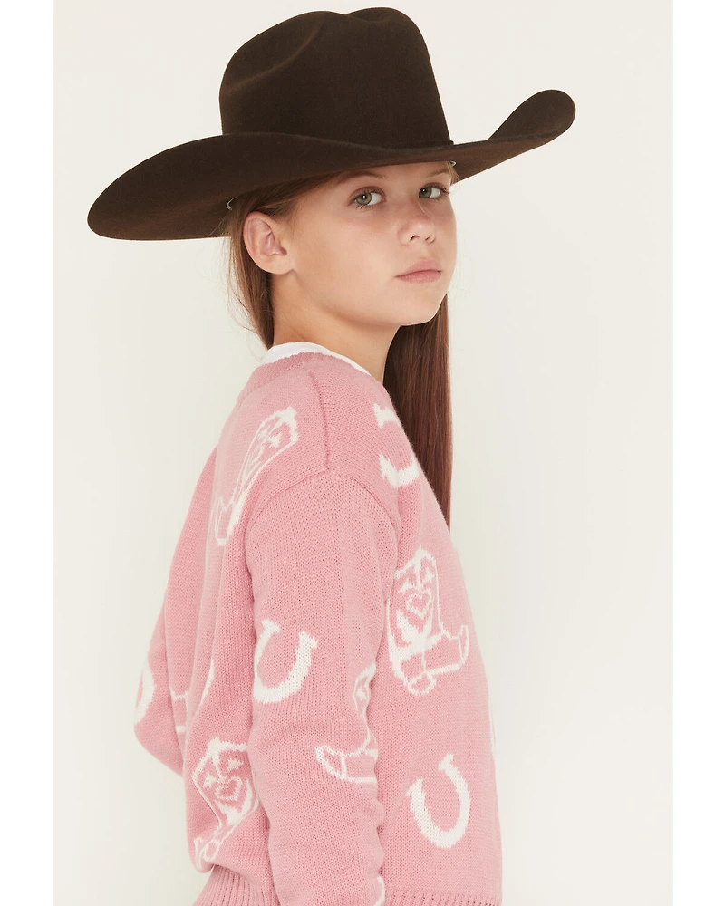 Self Esteem Girls' Horseshoe and Boots Sweater