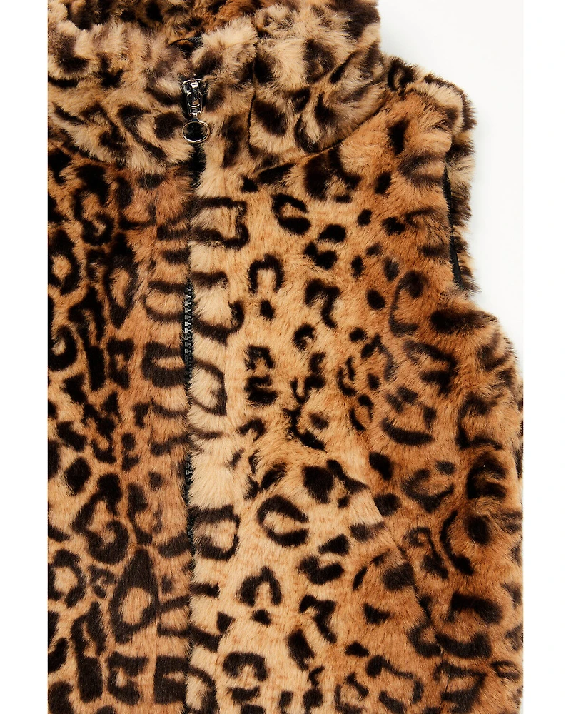Urban Republic Toddler Girls' Jaguar Print Faux Fur Vest