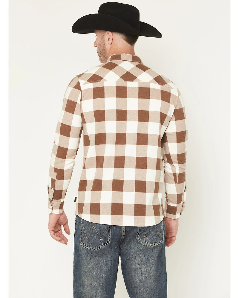 Brothers and Sons Men's Kent Double Knit Plaid Print Long Sleeve Button-Down Stretch Western Shirt