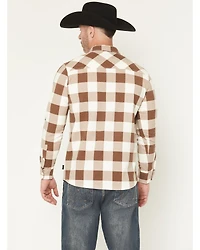Brothers and Sons Men's Kent Double Knit Plaid Print Long Sleeve Button-Down Stretch Western Shirt