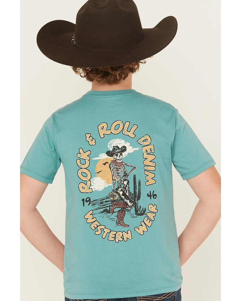 Rock & Roll Denim Boys' Skeleton Short Sleeve Graphic T-Shirt