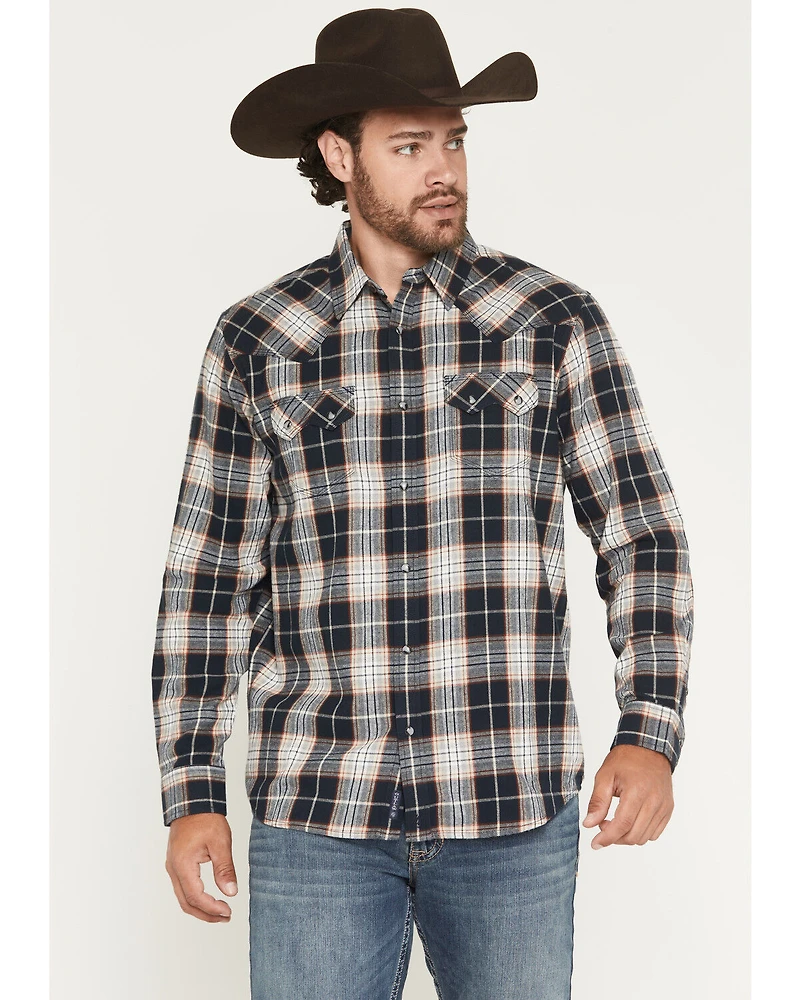 Moonshine Spirit Men's Dark Forest Plaid Print Long Sleeve Snap Flannel Shirt