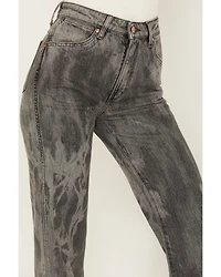 Wrangler Women's Wanderer Laser Acid Wash High Rise Distressed Flare Jeans