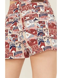 Rock & Roll Denim Women's High Rise Americana Print Stretch Shorts