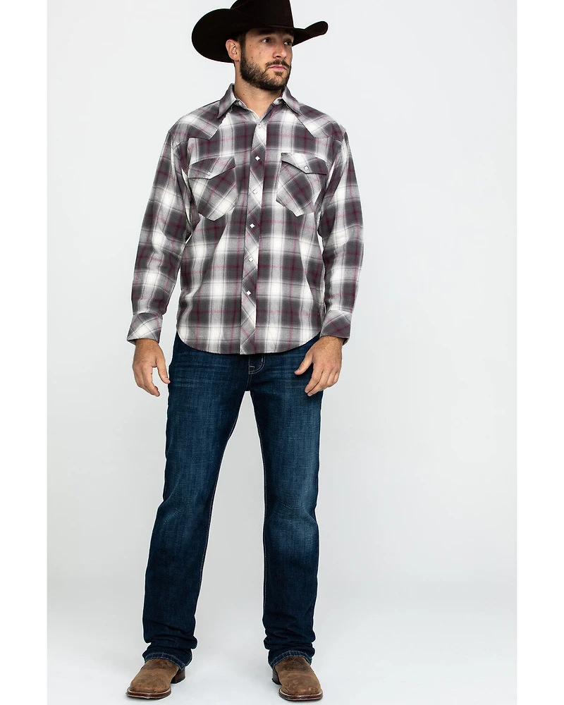 Resistol Men's Brazos Ombre Large Plaid Long Sleeve Western Shirt