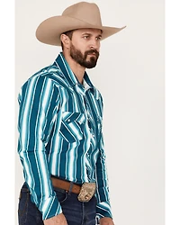 Rock & Roll Denim Men's Dale Brisby Stripe Stretch Long Sleeve Pearl Snap Shirt