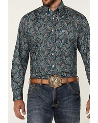 Rough Stock by Panhandle Men's Paisley Print Long Sleeve Button-Down Western Shirt
