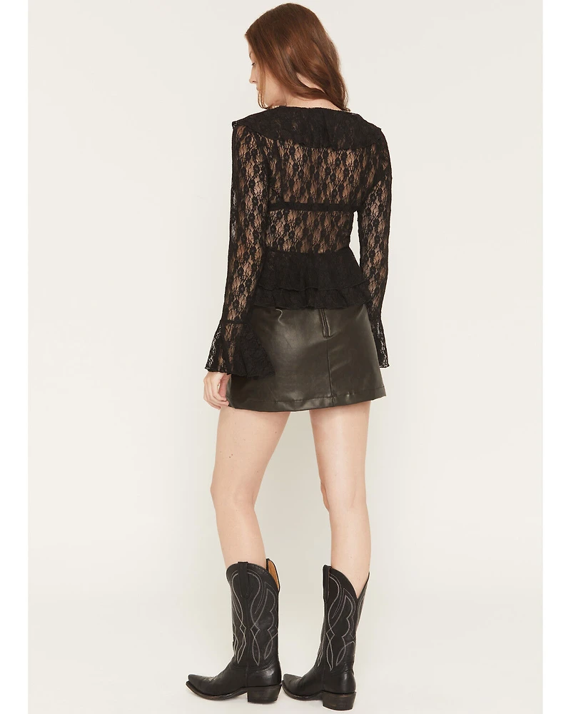 Shyanne Women's Distressed Faux Leather Mini Skort