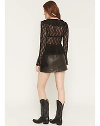 Shyanne Women's Distressed Faux Leather Mini Skort
