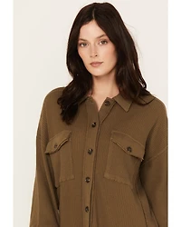 Cleo + Wolf Women's Waffle Knit Shacket
