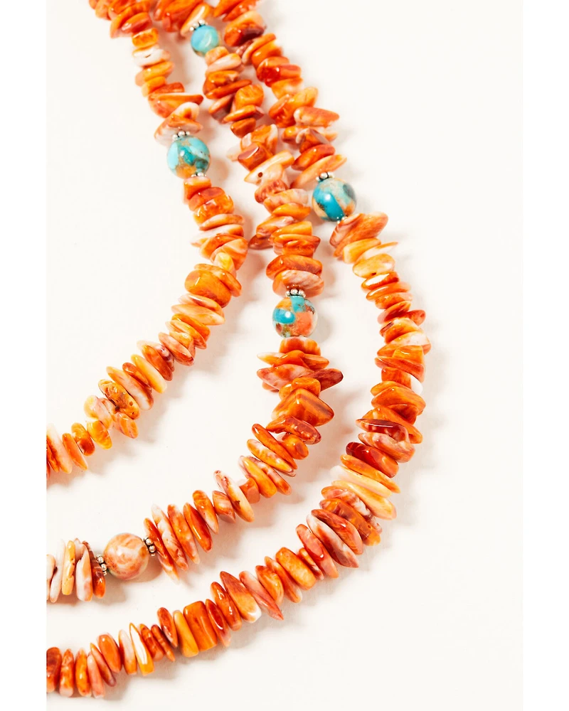 Paige Wallace Women's 3-Layer Spiny Oyster Chip Necklace