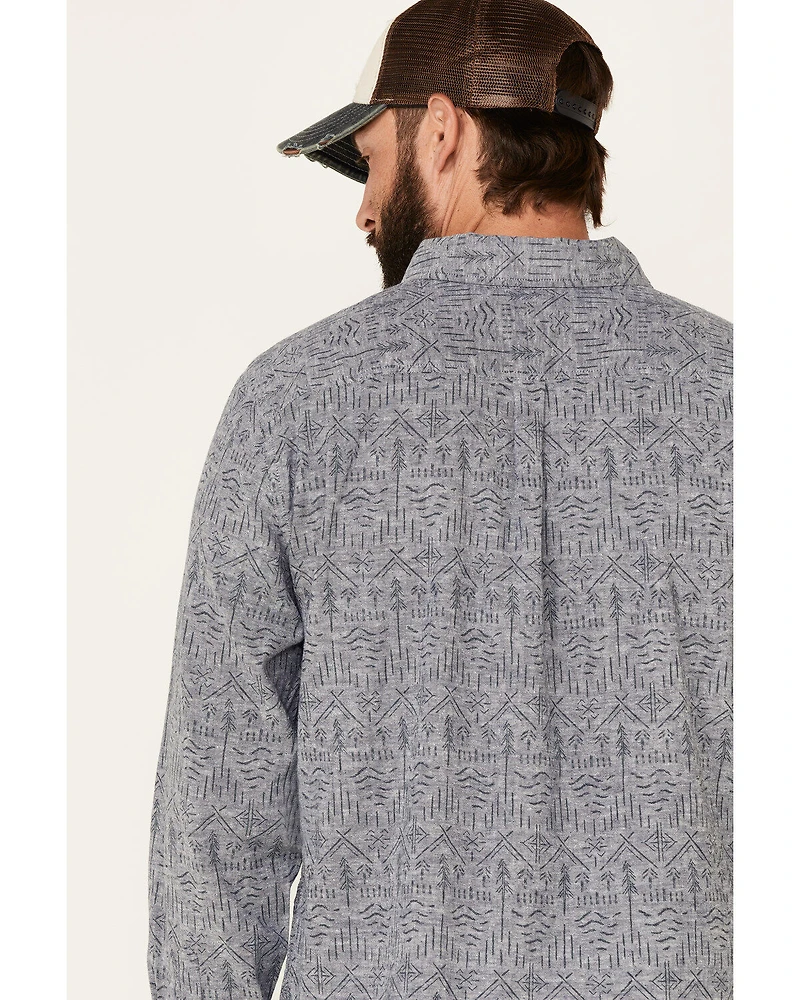 United By Blue Men's Southwestern Soft Hemp Chambray Long Sleeve Western Shirt