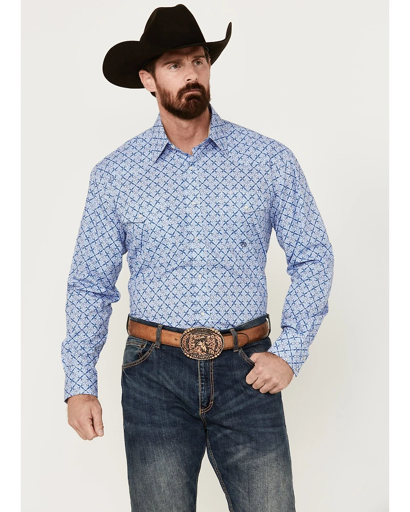 Roper Men's Amarillo Medallion Print Long Sleeve Pearl Snap Western Shirt