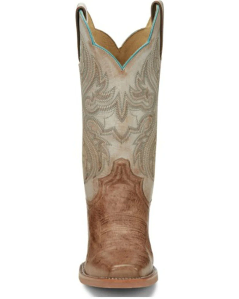 Justin Boots Women's Tan Smooth Ostrich Western - Square Toe