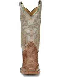 Justin Boots Women's Tan Smooth Ostrich Western - Square Toe