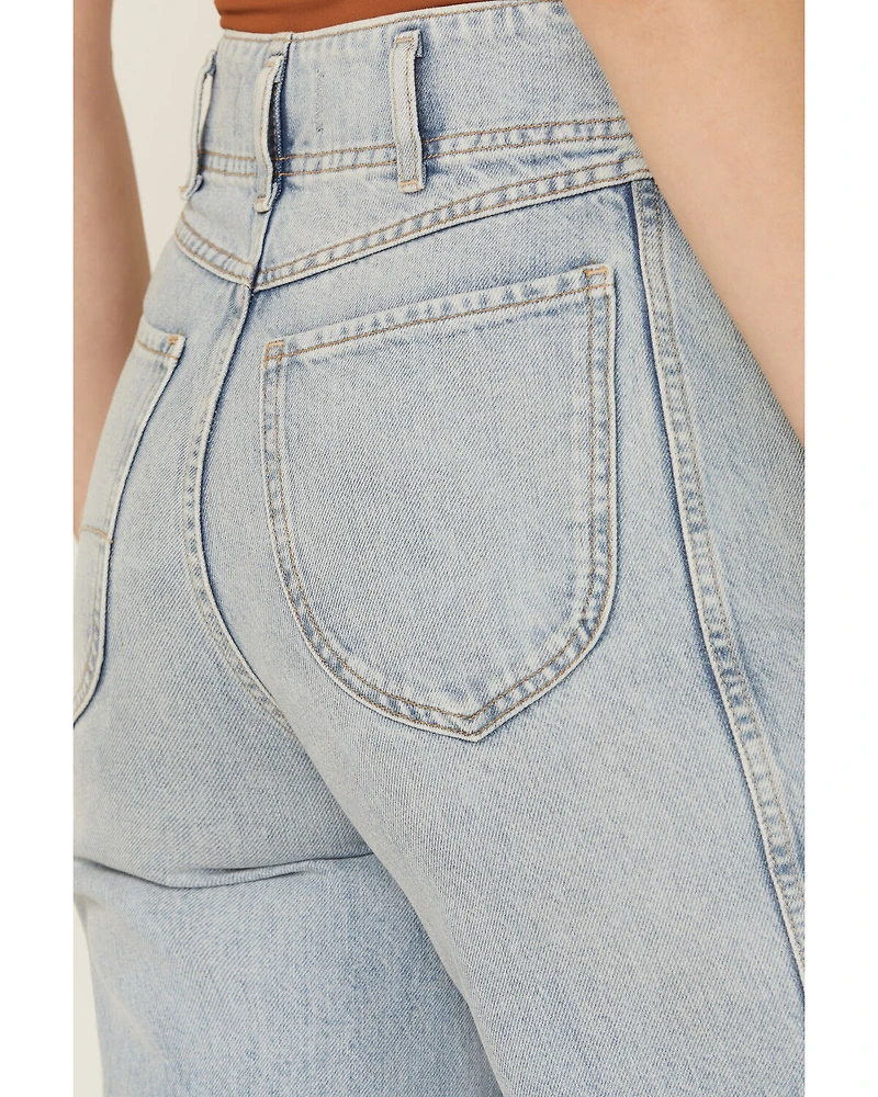 Free People Women's Aster Light Wash High Rise Straight Denim Jeans