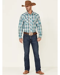 Roper Men's Juniper Dobby Large Plaid Long Sleeve Pearl Snap Western Shirt