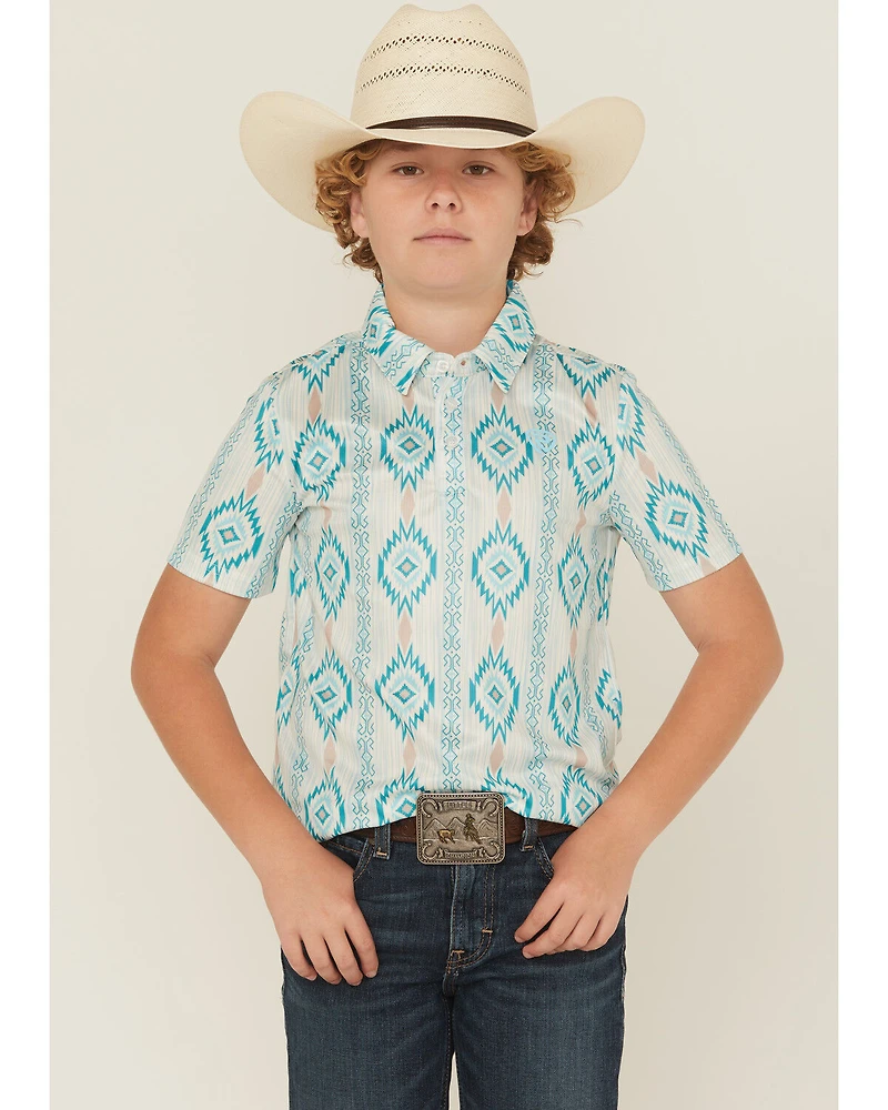 Rock & Roll Denim Boys' Southwestern Print Button-Down Polo Shirt
