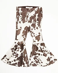 Shyanne Toddler Girls' Carly Faux Suede Cow Print Flare Pants