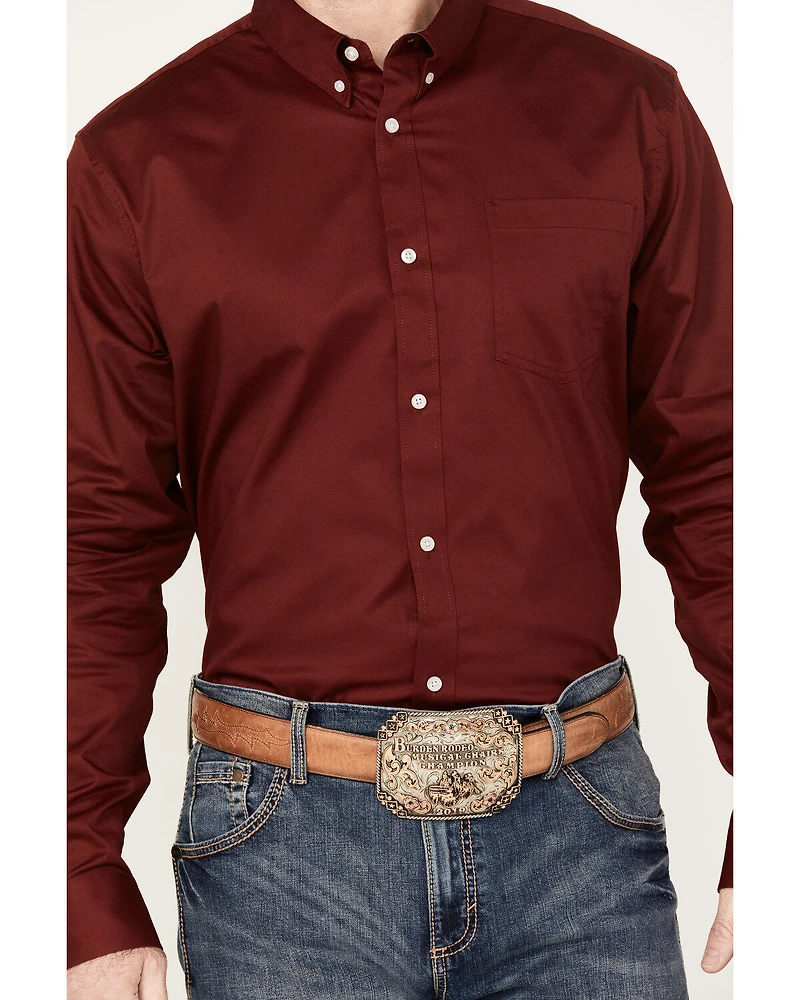 RANK 45® Men's Twill Logo Long Sleeve Button-Down Stretch Western Shirt