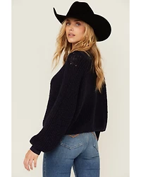 Cleo + Wolf Women's Celine Open Weave Cropped Sweater