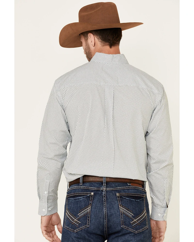 Cinch Men's White Stretch Geo Print Long Sleeve Western Shirt