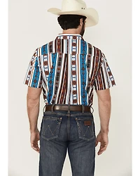 RANK 45® Men's Dylon Southwestern Striped Print Short Sleeve Button-Down Stretch Western Shirt