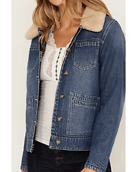 Idyllwind Women's Medium Wash Reversible Sherpa Blanket Denim Jacket