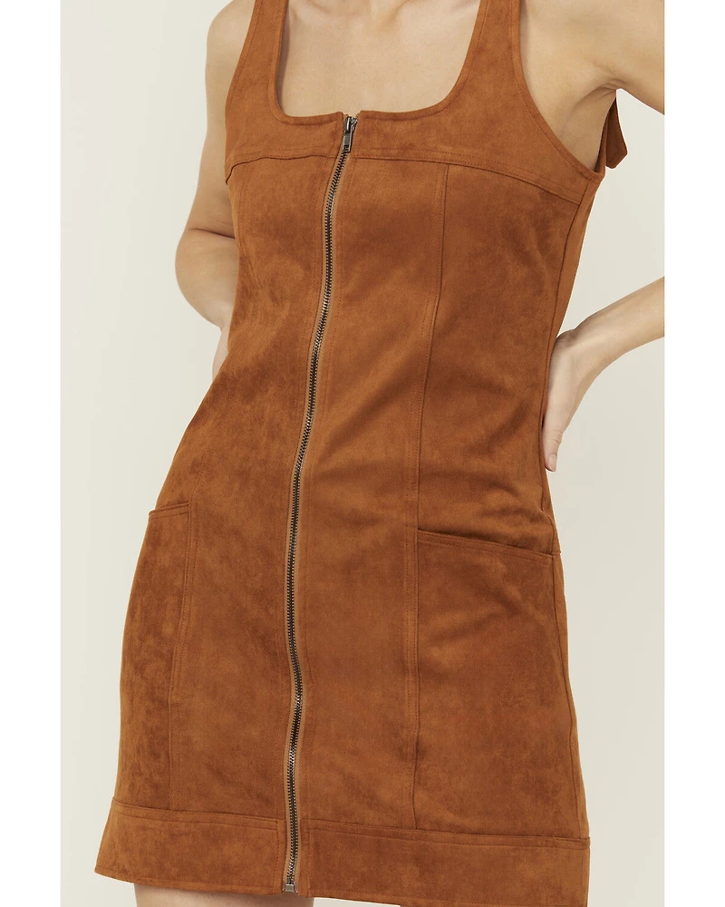 Blue B Women's Faux Suede Square Neck Mini Dress