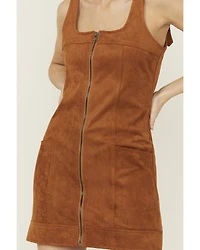 Blue B Women's Faux Suede Square Neck Mini Dress
