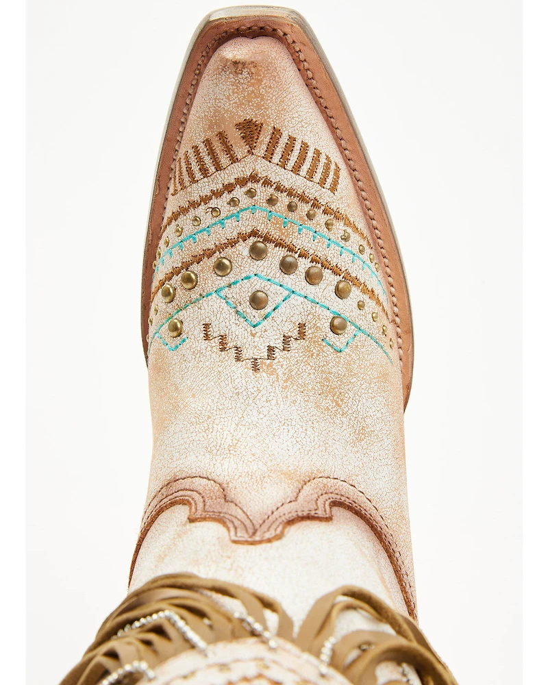 Corral Women's Embroidered and Crystal Eagle Fringe Western Boots - Snip Toe