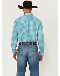 Wrangler Men's Plaid Print Long Sleeve Button-Down Stretch Western Shirt