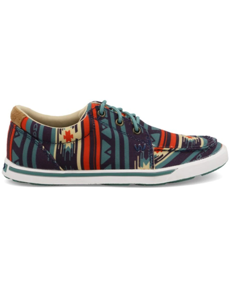 Wrangler Footwear Retro Women's Navy Southwestern Shoes - Moc Toe