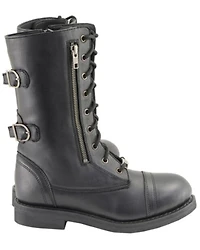 Milwaukee Leather Women's Tall Lace Front Buckles Back and Knife Storage Boots - Round Toe