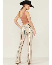 Rock & Roll Denim Women's Striped Pull On Flare Jeans
