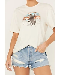 Kerusso Women's Laughs Without Fear Bronco Short Sleeve Graphic Tee