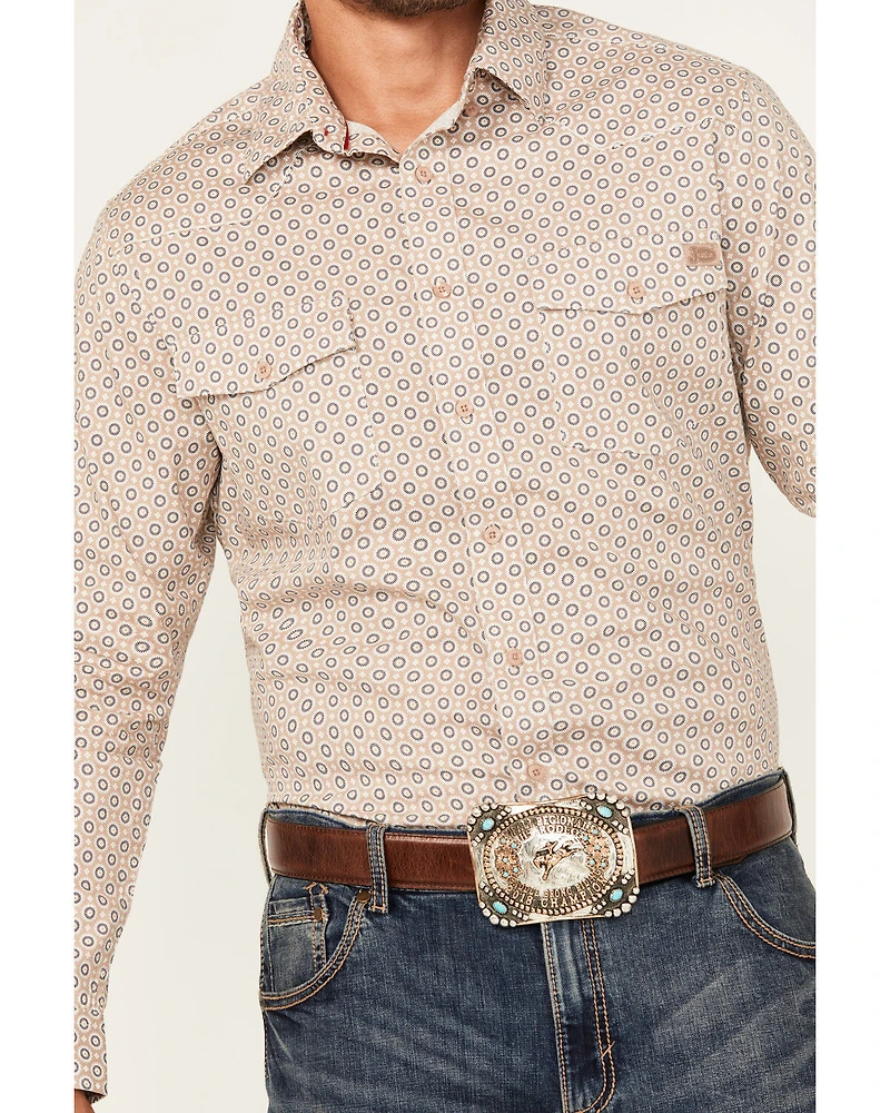 Justin Men's Boot Barn Exclusive Geo Print Long Sleeve Button-Down Stretch Western Shirt