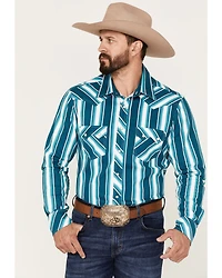 Rock & Roll Denim Men's Dale Brisby Stripe Stretch Long Sleeve Pearl Snap Shirt