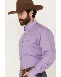 George Strait by Wrangler Men's Solid Long Sleeve Button-Down Stretch Western Shirt