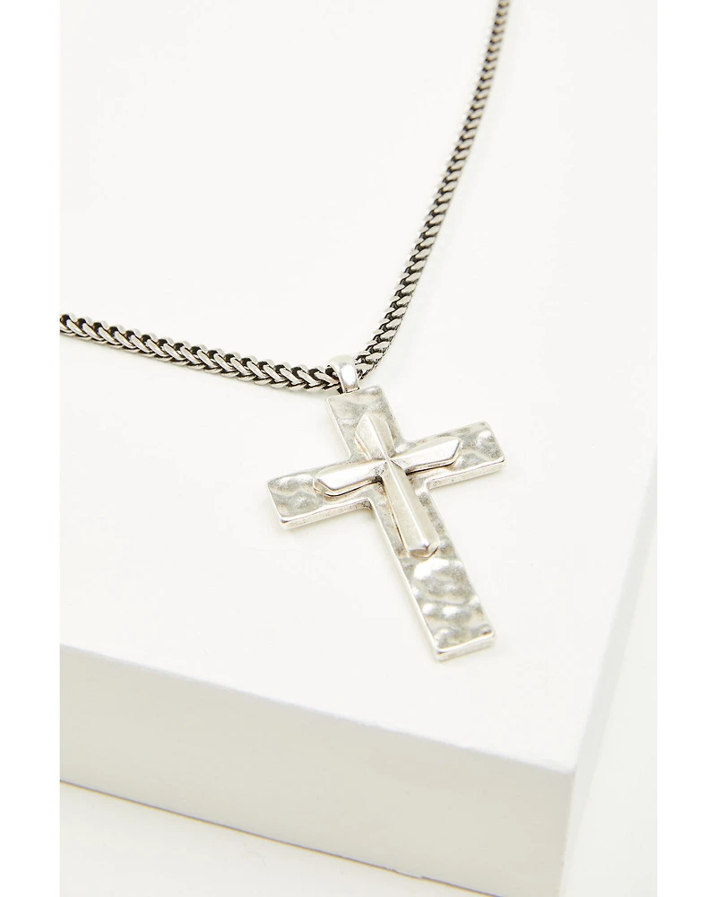 Cody James Men's Hammered Double Cross Necklace