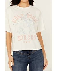 Youth Revolt Women's Rhinestone Hold Your Horses Short Sleeve Graphic Tee