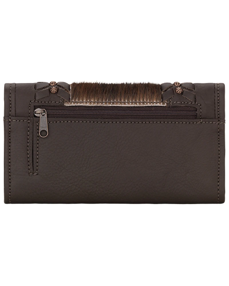 American West Women's Cow Town Chocolate Tri-Fold Wallet