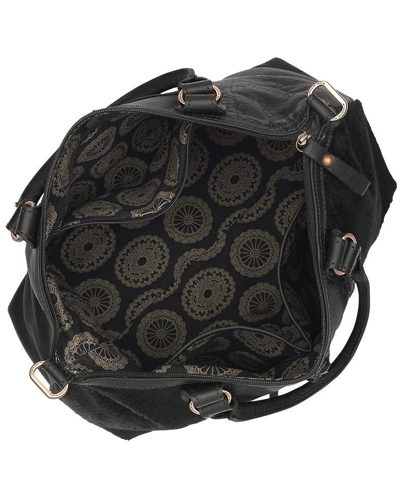 American West Chocolate Cow Town Large Convertible Zip Top Satchel