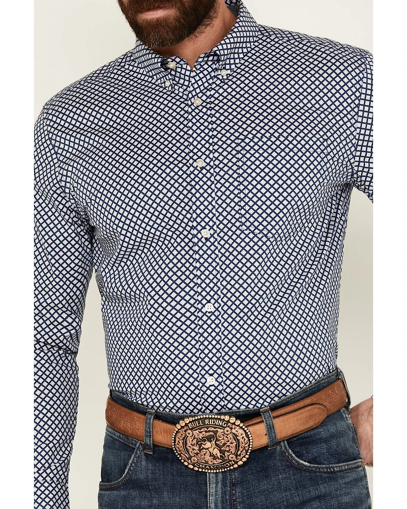 Cody James Men's Diamond Geo Print Long Sleeve Button-Down Stretch Western Shirt