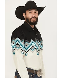 Panhandle Slim Men's Southwestern Border Print Long Sleeve Pearl Snap Western Shirt