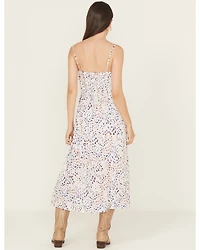 Lovestitch Women's Multicolored Leopard Print Sleeveless Midi Dress