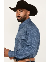 George Strait by Wrangler Men's Printed Long Sleeve Stretch Western Shirt
