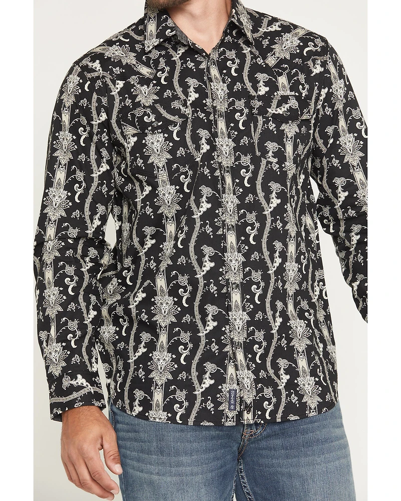 Moonshine Spirit Men's Twenty Four Seven Floral paisley Print Long Sleeve Snap Western Shirt