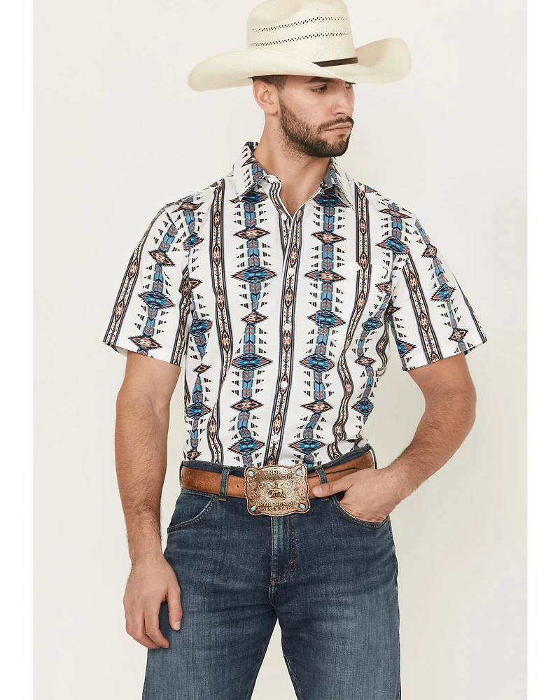 RANK 45® Men's Brody Southwestern Striped Short Sleeve Button-Down Stretch Western Shirt